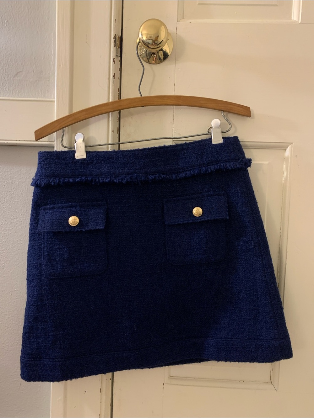 Navy Textured Pocket Mini Skirt